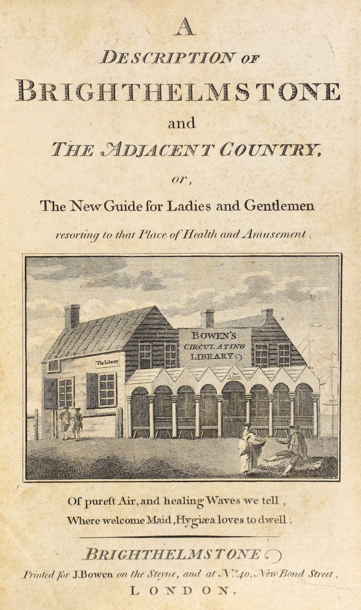 BRIGHTON: A Description of Brighthelmstone and the Adjacent Country, or, the New Guide for ladies and gentlemen resorting to that place for health and amusement. pictorial engraved title